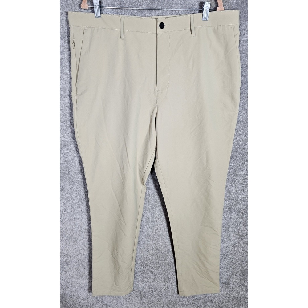 Banana‎ Republic Flat Front Slim Fit Pants Mens Sz 40x34 Beige Polyester Pockets